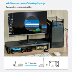 Vention безжичен адаптер WiFi USB adapter Dual Band, 650Mbps, Black - KDTB0