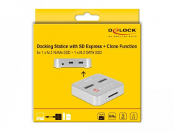 Докинг станция Delock 1 x M.2 NVMe SSD, 1 x M.2 SATA SSD, SD Express Card Reader, Клониране