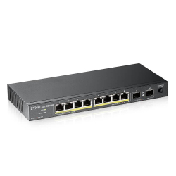 Суич ZYXEL GS1100-10HP, 8-портов, Gigabit, PoE, 2xSFP                          