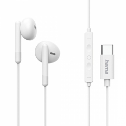 HAMA Слушалки "Classy" USB-C, накрайници, микрофон, защита от прегъване на кабел, бял