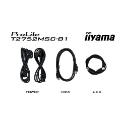 Монитор IIYAMA T2752MSC-B1, 27", IPS panel, Anti-Fingerprint, 7H, 16:9, 10-points PCAP touch, FHD 1920x1080, 400cd/m2, 1000:1, 5ms, 60Hz, OSD key lock, Flicker free, Blue light reducer, HDMI, DP, 2x USB, Mini jack, Speakers, Tilt, VESA 100, Black