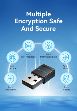 Vention безжичен адаптер WiFi USB adapter, Black - KDRB0