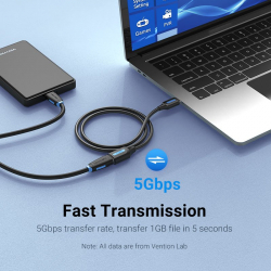 Vention Кабел USB 3.0  Extension AM / AF - 1.5M Black - CBHBG