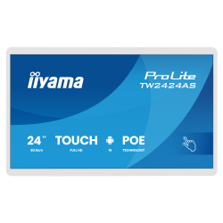 Тъч Компютър IIYAMA TW2424AS-W3P, 23.8 inch, IPS panel, FHD 1920x1080, 450cd/m2, 1000:1, 14ms, InCell PCAP touch, HDMI, USB-C, 2x USB, LAN, PoE, Mic, Speakers, Android 14 with GMS, Octa Core, 4GB, 32GB, WiFi, BT, 24/7, 6H, Portrait, Face up, White