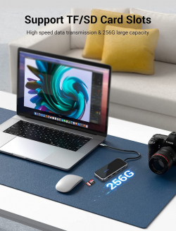 Vention докинг станция Type-C Docking Station Power Distribution 3.0 87W - HDMI, Type-C x 1, USB3.0 x 2, USB 2.0 x 2, LAN, SD/TF, VGA - TFGHB