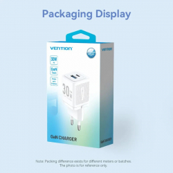 Vention зарядно за стена Charger Wall GaN - QC3.0 + Power Distribution Type-C 30W - FEQW0-EU