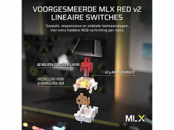 Геймърскa безжична/блутут механична клавиатура Corsair K70 CORE TKL RGB, Corsair MLX Red суич