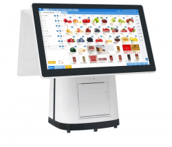 POS-UNI POS-L158 15.6-Inch Windows All-in-one Touch POS Terminal with Printer, Scanner and Customer Display
