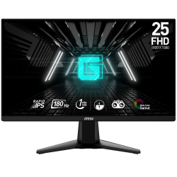 Монитор MSI G255F Gaming, 24.5", 1ms, 180Hz Rapid IPS, 1920x1080 FHD, AMD FreeSync Premium, Night Vision, Anti-Flicker, Less Blue Light, 300nits AG, 16.7M, 1000:1, 100M:1, DP(1.2a), 2xHDMI (2.0b), Headphone out, Tilt, VESA 100, Black, 3.24kg