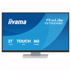 Монитор IIYAMA T2752MSC-W1AG, 27 inch, IPS panel, AG, 7H, 10-points PCAP touch, FHD 1920x1080, 400cd/m2, 1000:1, 5ms, 100Hz, OSD key lock, Anti-fingerprint, HDMI, DP, 2x USB, Audio out, Speakers, Tilt, VESA, White