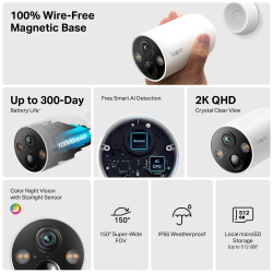 Охранителна WiFi камера TP-Link Tapo C425, Външен/вътрешен монтаж, WiFi                          