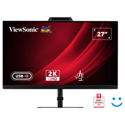 Монитор ViewSonic VG2741V-2K, 27" IPS panel, 16:9, AG, QHD 2560x1440, 250cd/m2, 1500:1, 120Hz, 4ms, Flicker-Free, sRGB, 5MP Webcam, Microphone, HDMI, DP, USB-C, 2x USB, Audio out, Speakers, HAS, Swivel, Tilt, Pivot, VESA 100, Black