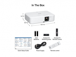 Epson CO-FH02, Full HD 1080p (1920 x 1080, 16:9), 3000 ANSI lumens, 16 000:1, USB 2.0, HDMI, Android TV, Lamp warr: 24 months, White