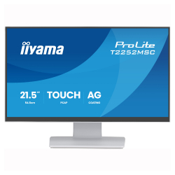 Монитор IIYAMA T2252MSC-W2AG, 21.5 inch, IPS panel, AG, 16:9, FHD 1920x1080, 250cd/m2, 1000:1, 5ms, 7H, 10-pts PCAP touch, Palm rejection, OSD key lock, Anti- fingerprint, HDMI, DP, 2x USB, Audio out, Speakers, Tilt, VESA, White