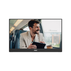 Монитор AOC 16T20E2, 15.6 inch portable monitor, IPS panel, AG, FHD 1920x1080, 250cd/m2, 1000:1, 50M:1, 60Hz, 4ms, Low Blue Ligh, Flicker-Free, mini HDMI, USB-C, Speaker, Magnetic cover with Stand, VESA, Black