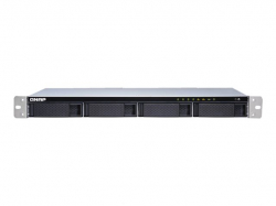 QNAP 4-Bay quad-core 1.7 GHz short-depth rackmount NAS with 100W power supply 2GB DDR3 SODIMM RAM max 8GB SATA 6Gb/s 1x 10GbE