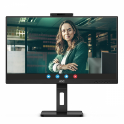 Монитор AOC 24P3CW, 23.8 inch, WLED IPS Panel, 16:9, 1920x1080, 300 cd/m2, 4ms, 1000:1, 20M:1, AntiGlare, 3H, 3-sided frameless, Flicker-free, Low blue light, HDMI, 2x DisplayPort, USB-C Docking, PD 65W, 4x USB 3.2, LAN, Speakers, Tilt, Swivel, Pivot, HAS, VESA 100, 5MP Windows Hello Cam, Black