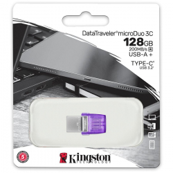 KINGSTON 128GB DataTraveler microDuo 3C 200MB/s dual USB-A + USB-C