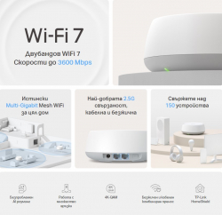Безжична Wi-fi 7 Mesh система TP-Link Deco BE25(3-pack) BE3600