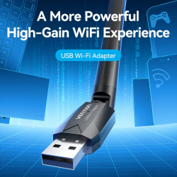 Vention безжичен адаптер WiFi USB adapter Dual Band, 650Mbps, Black - KDTB0