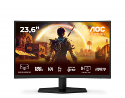 Монитор AOC C24G42E, 23.6" VA Curved 1500R, WLED, 1020x1080@@180Hz, 4ms GtG, 0.5ms MPRT, 250cd m/2, 3000:1, 80M:1 DCR, Adaptive Sync, FlickerFree, Low Blue Light, 2Wx2, Tilt, 2xHDMI, DP                          