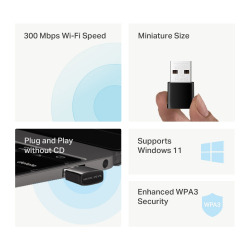 Безжичен Nano USB адаптер Mercusys MA12N N300