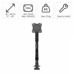 HAMA Стойка за монитор за бюро, 17"-35", регулируема, газова пружина