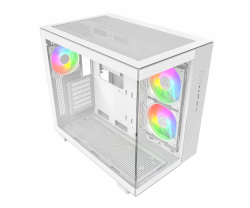 Montech кутия KING 65 Pro, Dual Chamber Mid-tower Case, 3 ARGB Fans, White