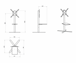 Елегантна мебел за монтаж на дисплеи OMB SMART PLANET 1200 32-55 inch, Max 35kg, Min 100x100, Max 400x400, Height 99.5 cm, Стъклен закален рафт, Hidden Cables, Chrome, product code: 0.522