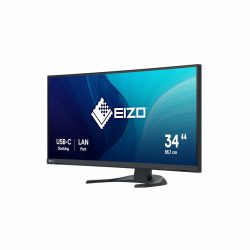 Монитор EIZO EV3451X-BK, 34.1 inch, Curved IPS panel, 21:9, 3440x1440, sRGB, 350 cd/m2, 1000:1, 5ms, 100Hz, KVM switch, PbP, USB-C, DP, 2x HDMI, 3x USB, LAN, Audio out, Speakers, Auto EcoView, HAS, Swivel, Tilt, VESA 100, Black