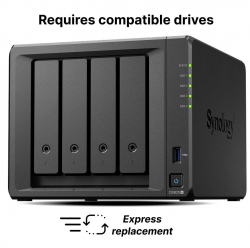 Synology DiskStation DS925+ Tower, 4-Bays 3.5'' SATA HDD/SSD, 2 x M.2 2280 NVMe SSD slot, CPU AMD Ryzen V1500B 4-core 2.2 GHz, 4 GB DDR4 ECC SODIMM, 2x RJ-45 2.5 GbE LAN Port; 2x USB 3.2; 1 xUSB Type-C expansion port; 2.26 kg; 3yr warranty