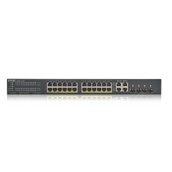 Суич ZYXEL GS1920-24HPV2, 24 портов Gigabit Smart-Managed PoE, за монтаж в шкаф                          