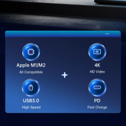 Orico докинг станция Docking Station Type-C - PW11-6PR-GY-EP - HDMI x 1, USB-C x 1, USB3.0 x 3, USB-C PD100W x 1, LAN x 1 (1Gbps)