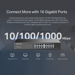 16-портов Gigabit Desktop/Rackmount комутатор Mercusys MS116GS                          