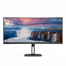 Монитор AOC CU34V5C/BK 34 inch VA Panel WLED, Curved 1500R, 3440x1440, 21:9, 100Hz, 4ms, 300 cd/m2, 3000:1, 20M:1, Anti Glare, 3H, 3-sided frameless, HDMI, DisplayPort, USB-C, 4x USB 3.2, Speakers, Flicker-free, Low blue light, Multiview: PIP, PBP, Tilt, Swivel, HAS, VESA 100, Black
