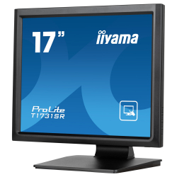 Монитор IIYAMA T1731SR-B1S, 17", Touch monitor, Serial resistive technology, TN Panel, 5:4, SVGA 1280 x 1024, 250cd/m2, 1000:1, 5ms, IP54 Front, OSD key lock, VGA, HDMI, DisplayPort, Speakers, Tilt, VESA 100, Black