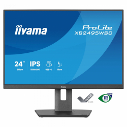 Монитор IIYAMA XB2495WSC-B1, 24.1 inch, IPS panel, 16:10, AG, WUXGA 1920x1200, 350cd/m2, 1500:1, 100Hz, 4ms, Flicker free, Eye Comfort, HDMI, USB-C, PD 65W, USB, Audio out, Speakers, HAS, Swivel, Tilt, Pivot, VESA 100, Energy class C, Black