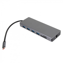 VCom докинг станция Docking Station USB-C 13-in-1 - CU4706 - HDMI x 2, DP, USB3.0 x 3, USB-C, USB2.0, RJ45, SD/TF, PD100W, Audio, L-Shape USB-C