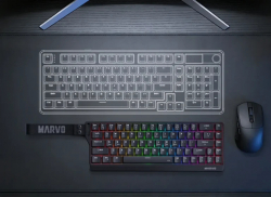 Marvo безжична механична геймърска клавиатура Wireless Gaming Mechanical keyboard Saber 65W KG965W - 1K, Banana Crystal [Linear], (English US)
