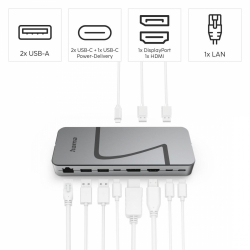 HAMA Докинг станция "Connect2Office Speed", USB4, USB-C, PD, 40 Gbit/s, 10 порта