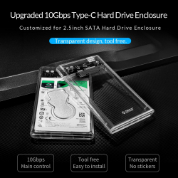 Orico външна кутия за диск Storage - Case - 2.5 inch 5Gbps Type-C Transparent - 2139C3-G2-CR-EP                          