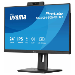 Монитор IIYAMA XUB2490HSUH-B2, 23.8" IPS panel, AG, 16:9, FHD 1920x1080, 1300:1, 250cd/m2, 4ms, Adaptive Sync, Flicker free, Blue light reducer, 5MP Webcam, HDMI, DP, 3x USB, Audio out, HAS, Swivel, Tilt, Pivot, VESA 100, Black