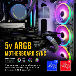 Комплект вентилатори EZDIY-FAB Moonlight White RGB PWM 120mm - 6 Pack