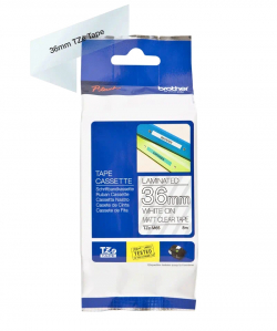 Brother TZe-M65 Matt Laminated Labelling Tape Cassette – White On Clear, 36mm wide