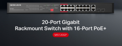 20-портов гигабитов комутатор за монтаж в шкаф Mercusys MS120GP с 16 PoE+ порта                          