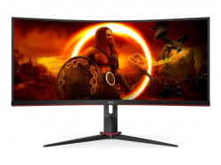 Монитор AOC CU34G2XP/BK, 34" Curved 1500R VA, WLED, 3440x1440@@180Hz, 1ms GtG, 1ms MPRT, 430 cd/m2, 4000:1, 80M:1 DCR, Tilt, Height Adjust, Swivel, 2xHDMI, 2xDP, USB hub