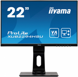 Монитор IIYAMA XUB2294HSU-B1 21.5" VA Panel LED Panel, 1920x1080, 250cd/m2, 3000:1, 4ms, VGA, HDMI, Displayport, USB, speakers, Height adjustment, Pivot, Черен                          