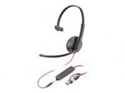 HP Poly Blackwire 3215 Monaural USB-C Headset +3.5mm Plug +USB-C/A Adapter