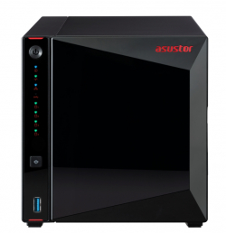 Asustor AS5304T, 4-Bay NAS, Intel Celeron J4105 Quad-Core 1.5 GHz (burst up 2.5 GHz), 4 GB SO-DIMM DDR4, 4x 2.5"/3.5" SATA3 HDD or SSD, 2x 2.5 GbE, 3x USB 3.2 Gen 1 Type A, WOW (Wake on WAN), WOL, System Sleep Mode, AES-NI hardware encryption