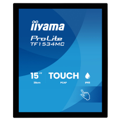 Тъч Монитор IIYAMA TF1534MC-B8X, 15 inch, TN panel, Open Frame, Anti-fingerprint, 1024x768, 4:3, 10 point PCAP, 350cd/m2, 800:1, 8ms, VGA, HDMI, DP, IP65 front, 7H, OSD key lock, Portrait, Face up, Black